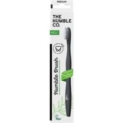 Humble Brush Toothbrush with Cornstarch Black with White Bristles Medium Vegan