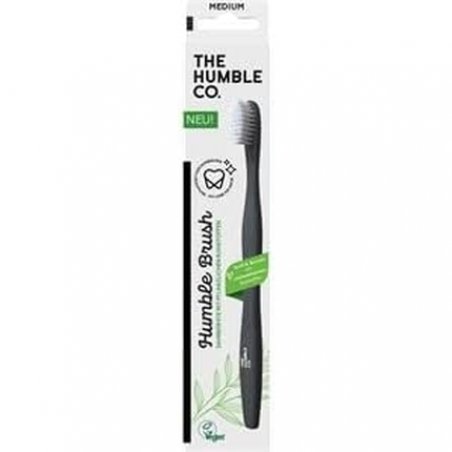 Humble Brush Toothbrush with Cornstarch Black with White Bristles Medium Vegan