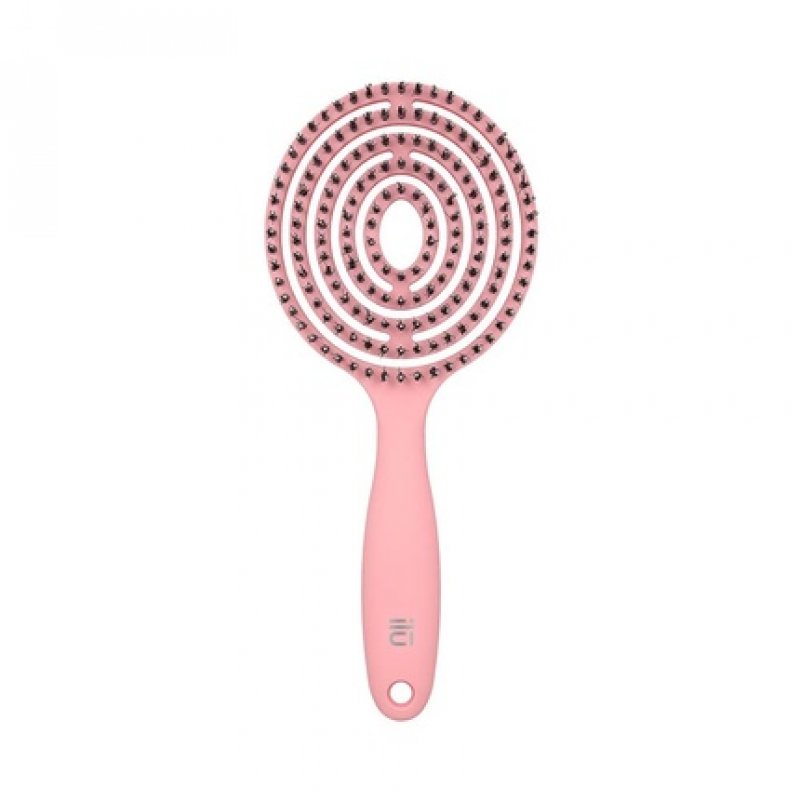 T4B Ilu Lollipop Candy Pink Professional Round Detangling Light Weight Hairbrush for Wet and Dry Hair Designed for