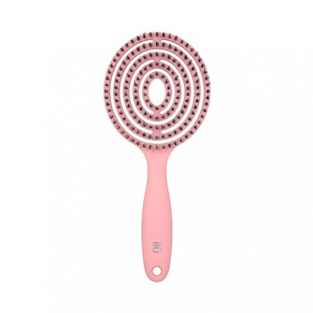T4B Ilu Lollipop Candy Pink Professional Round Detangling Light Weight Hairbrush for Wet and Dry Hair Designed for