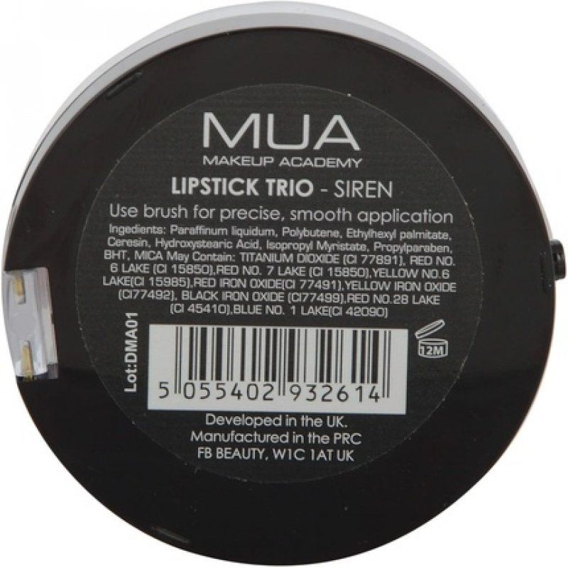 MUA Satin Lipstick Trio Cream Lip Colour Makeup Peach Plum Brown Siren