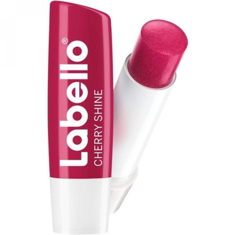 Labello Cherry Shine Lip Balm with Soft Red Shine and Shimmer Pigments and Cherry Flavors