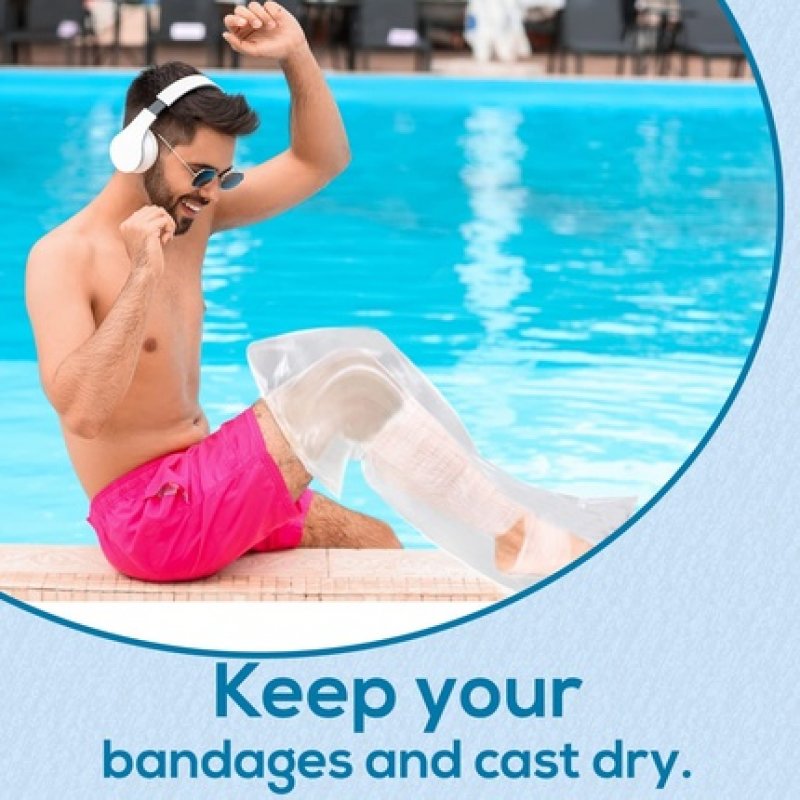 AquaShield Reusable Waterproof Cast Cover for Adult Full Leg L44 - Bandage Protector for Foot Plaster Bath Shower -