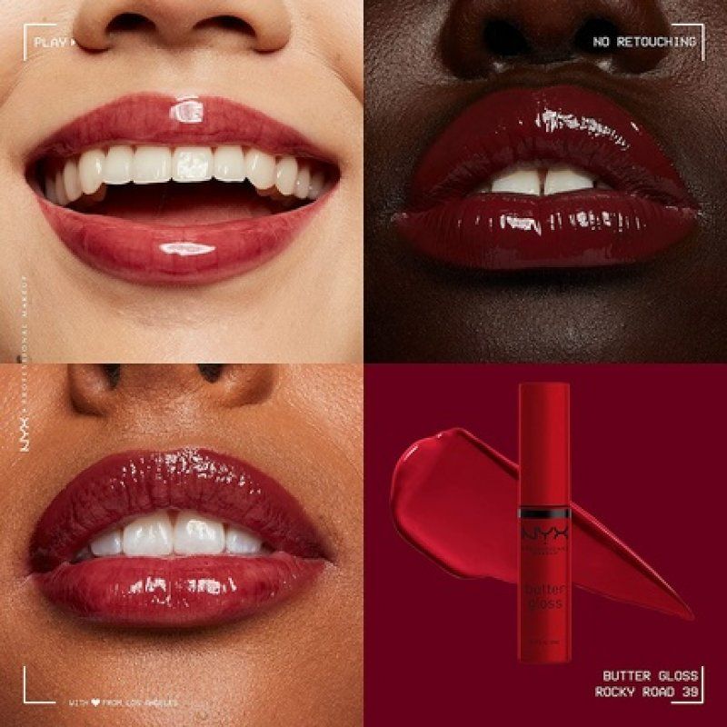 NYX Professional Makeup Butter Gloss Non-Sticky Lip Gloss 0.27 Fl Oz Rocky Road Wine