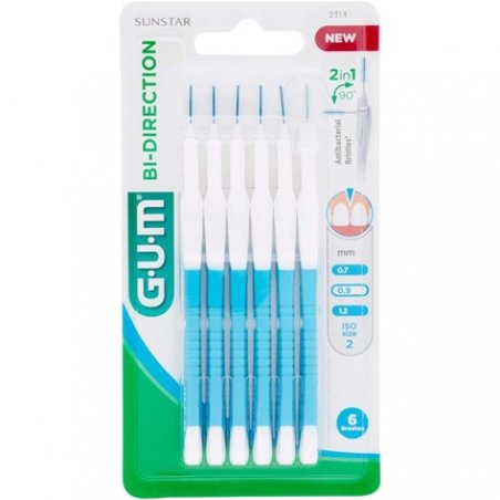 GUM Bi-Direction Interdental Brushes 6 Pieces 0.9mm Blue