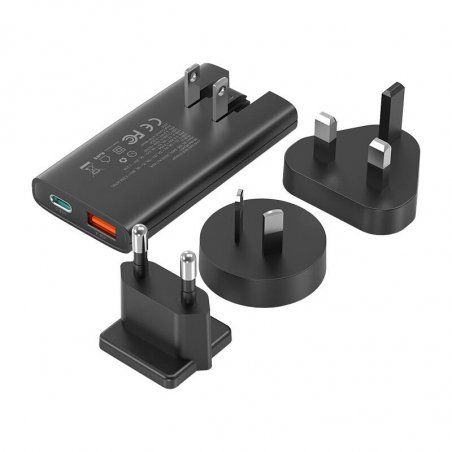 Mini travel wall charger Choetech PD6011 PD65W GaN slim USB-A C (black)