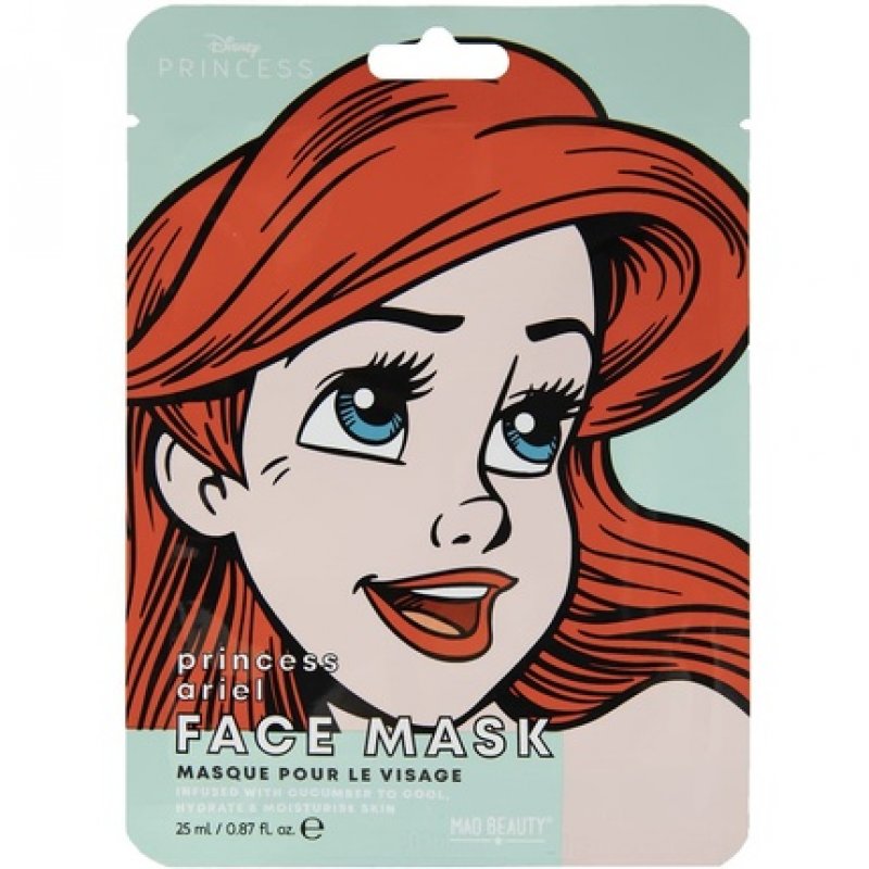 MAD Beauty Disney Ariel Mermaid Face Mask Moisturizing and Soothing Sheet Mask for Nourished Skin and a Beautiful