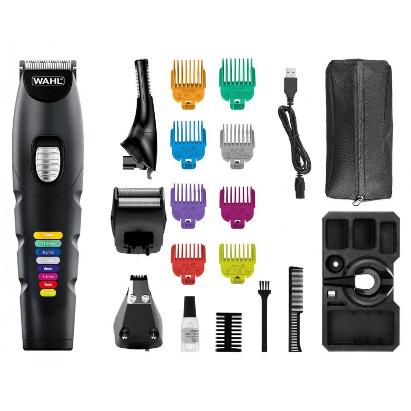 Wahl Colour Trim Advanced Multigroomer with Innovative Color-Coded Guide Combs 240 Minutes Runtime USB Charger - Black