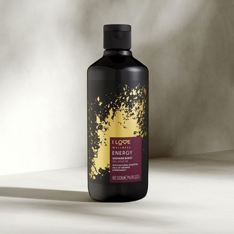 I Love Wellness ENERGY Shower Burst with Natural Essential Oils of Orange and Bergamot 500ml