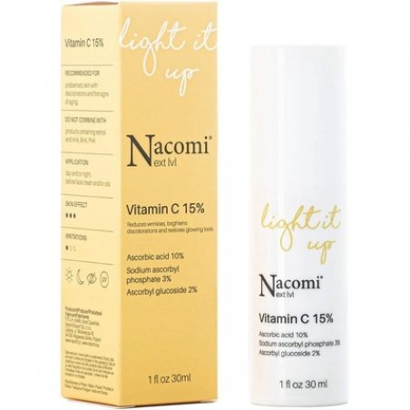 NACOMI Face Serum with 15% Vitamin C 30ml - Restores Radiance, Reduces Wrinkles, and Fights Acne