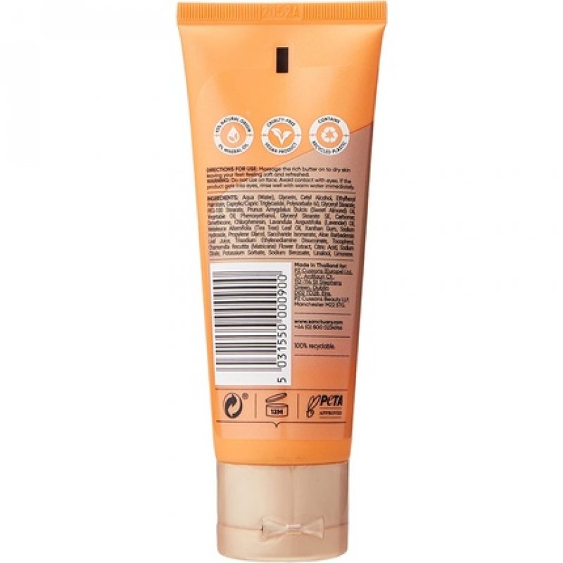 Sanctuary Spa Foot Butter No Mineral Oil Vegan Foot Cream for Dry Skin 75ml