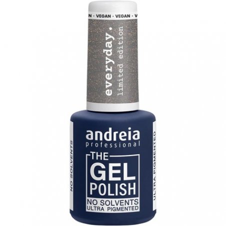 Andreia Professional The Gel Polish Solvent Free Gel Limited Collection Color ED1 Grey with Gold Shimmer