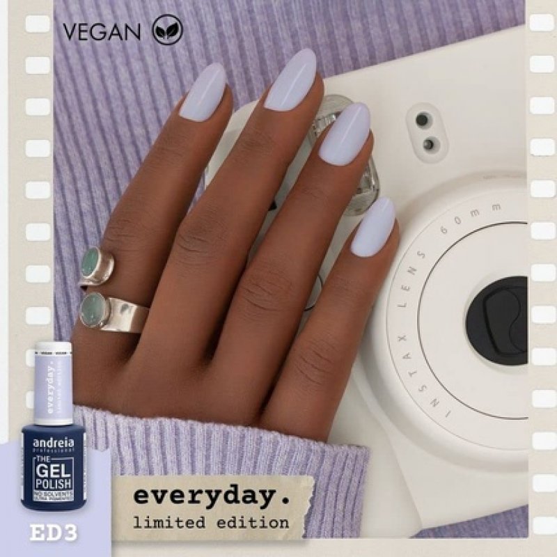 Andreia The Gel Polish Professional Gel Nail Polish Solvent-Free Limited Collection Color ED3 Pastel Lavender