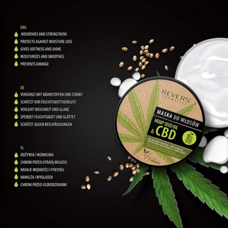 REVERS COSMETICS Hair Mask with Natural CBD Oil for Dry and Damaged Hair