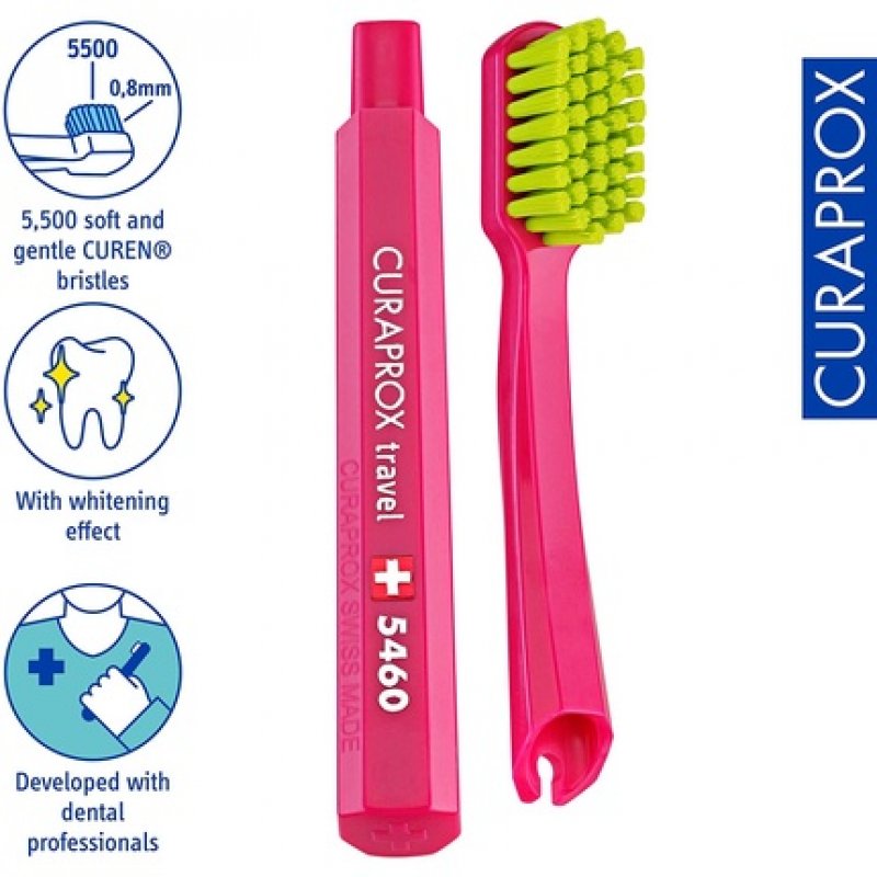 Curaprox Travel Set Blue - Collapsible Travel Toothbrush CS 5460 with 'Be You' Travel Toothpaste and 2 Interdental
