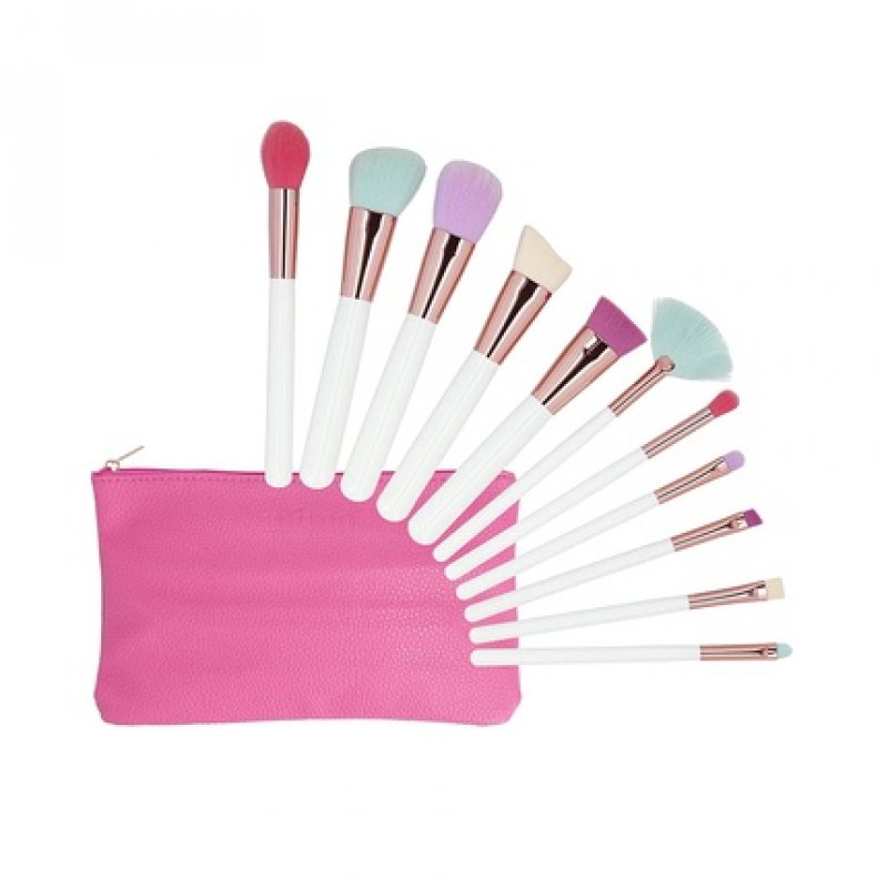 T4B MIMO 11 Piece Makeup Brush Set with Case - Multicolor