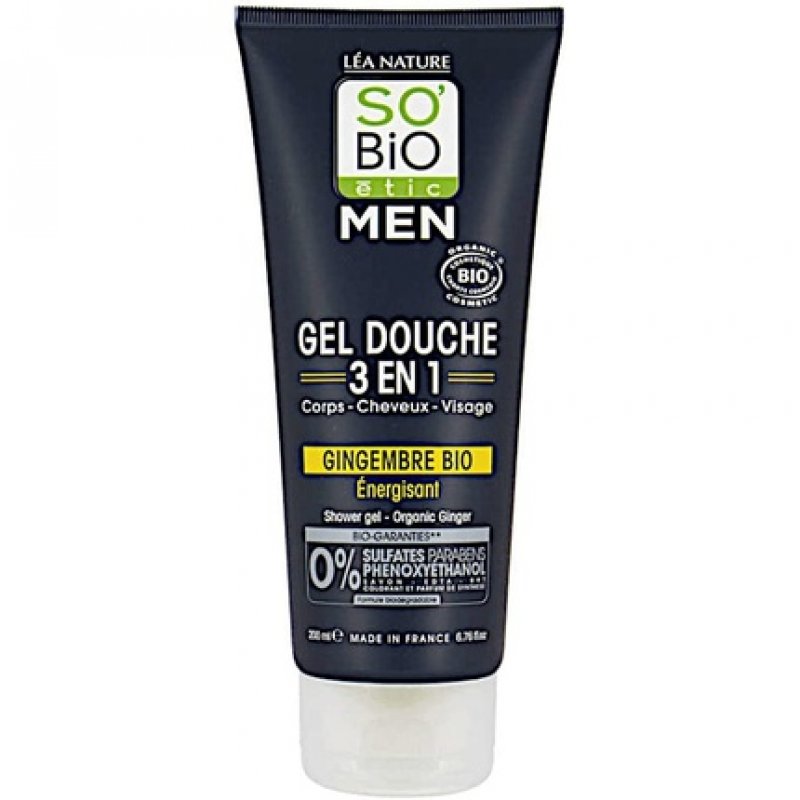 So'Bio étic Organic 3-in-1 Ginger Shower Gel for Men - Face, Body and Hair - 200ml