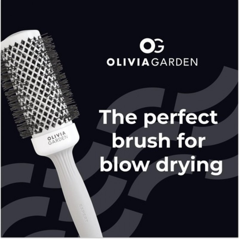 Olivia Garden Expert Blowout Shine Hairbrush White and Grey 45mm