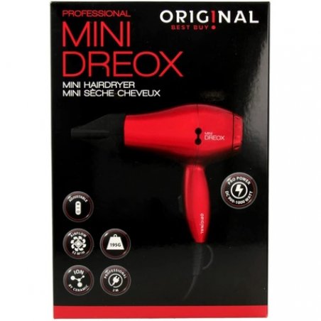 SIBEL Professional Mini Dreox RED Travel Hair Dryer 2m Cable for Blow Drying