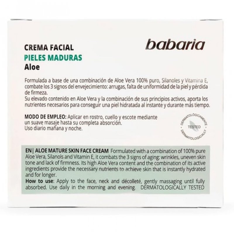 Babaria XXL Aloe Vera Facial Cream for Mature Skin