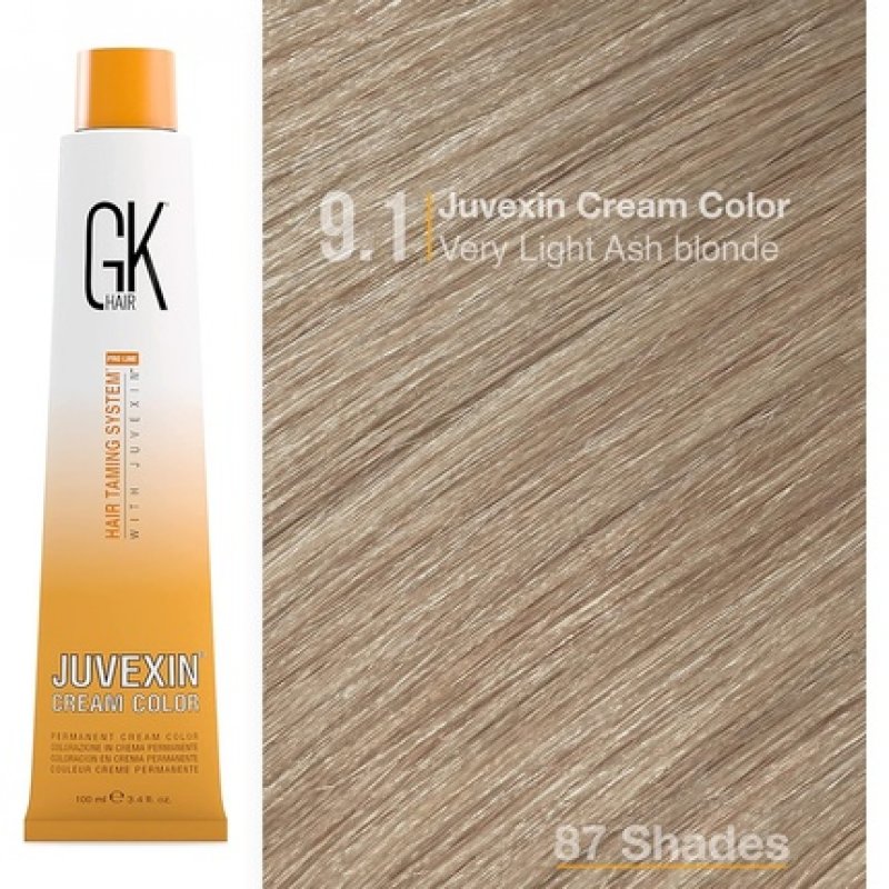 GK HAIR Global Keratin Professional Hair Color Cream Tube 3.4 Fl Oz/100ml - 9.1 Very Light Blonde