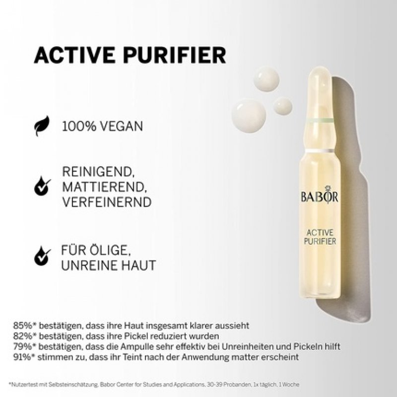 BABOR Active Purifier Face Serum Ampoules with Tea Tree Oil for Reduced Impurities 2ml