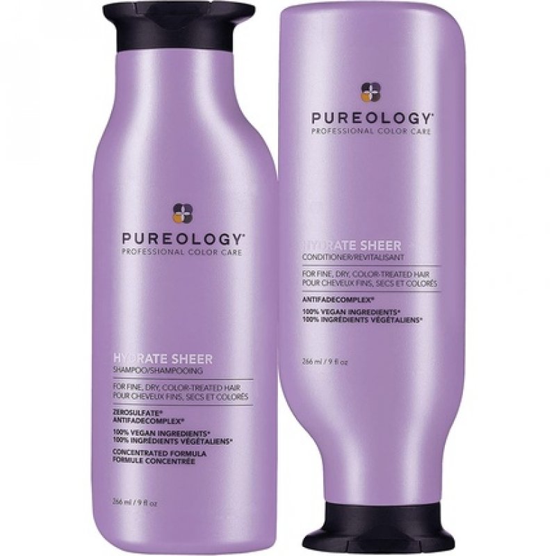 Pureology Hydrate Sheer Moisturizing Shampoo and Conditioner Duo Set for Fine Color Treated Hair 266ml - Pack of 2