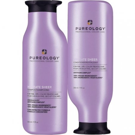 Pureology Hydrate Sheer Moisturizing Shampoo and Conditioner Duo Set for Fine Color Treated Hair 266ml - Pack of 2