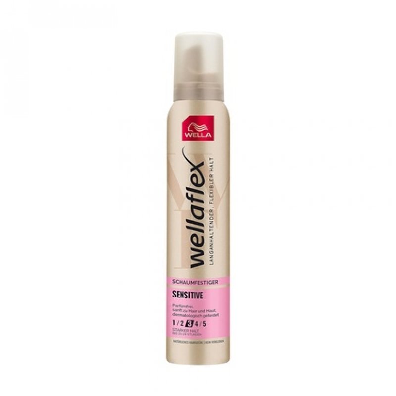 Wellaflex Sensitive Strong Hold Foam - Perfume-Free Hair Foam for 24h Flexible Hold without Clumping - with UV