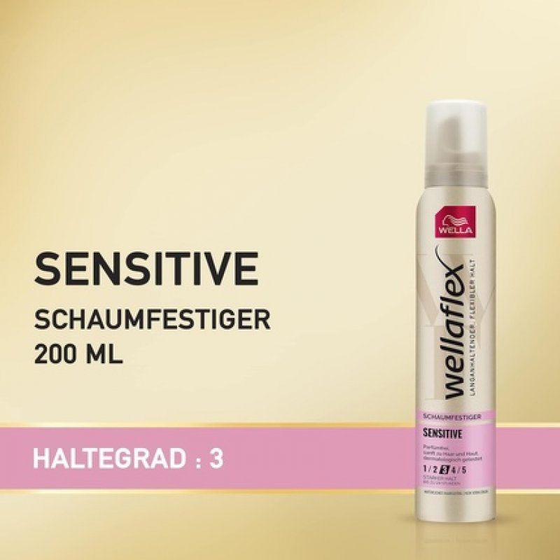 Wellaflex Sensitive Strong Hold Foam - Perfume-Free Hair Foam for 24h Flexible Hold without Clumping - with UV