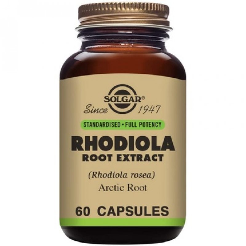Solgar Rhodiola Root Extract 60 Vegetable Capsules - Stress Support - Standardized Full Potency (SFP) - Non-GMO Vegan