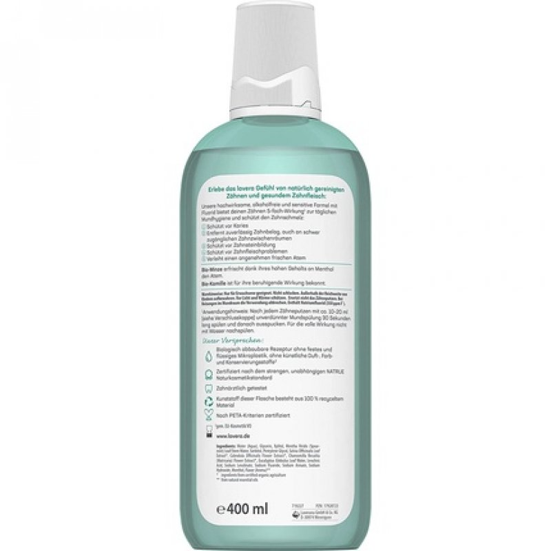Lavera Sensitive & Repair Mouthwash with Fluoride and Organic Mint & Chamomile 400ml