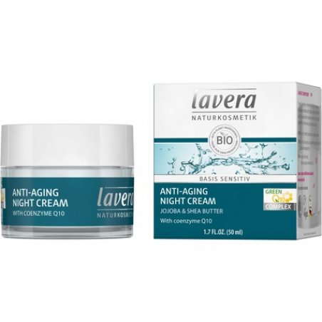 Lavera Q10 Anti-Wrinkle Night Cream Basis Sensitive Moisturizing and Nourishing Anti-Aging Night Care Cream Tightens