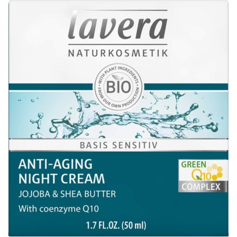Lavera Q10 Anti-Wrinkle Night Cream Basis Sensitive Moisturizing and Nourishing Anti-Aging Night Care Cream Tightens