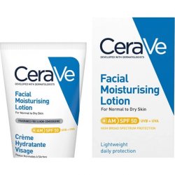 CeraVe AM Facial Moisturizing Lotion SPF50 with Ceramides and Vitamin E for Normal to Dry Skin 52ml
