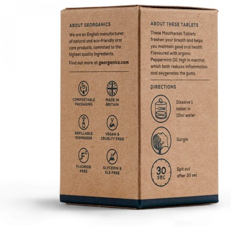 Georganics Mouthwash Tablets English Peppermint 180 Tablets