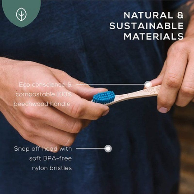 Georganics Beech Toothbrush Eco-Friendly Compostable Handle with BPA-Free Bristles Adult Firm