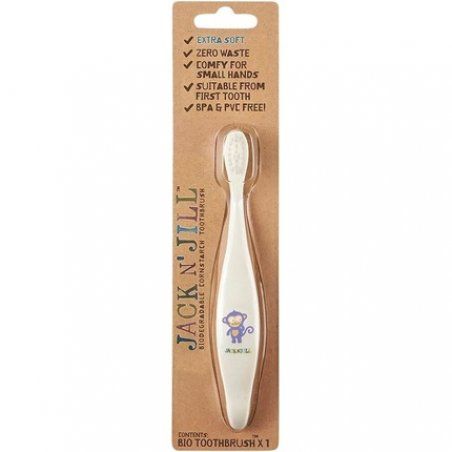 Jack N' Jill Kids Plastic Free Bio Toothbrush with Soft Nylon Bristles and Ergonomic Handle - Monkey