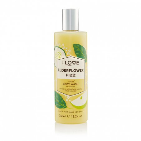 I LOVE Elderflower Fizz 360 ml Gel douche Corps Fleur de sureau, Pomme, Concombre, Jasmin