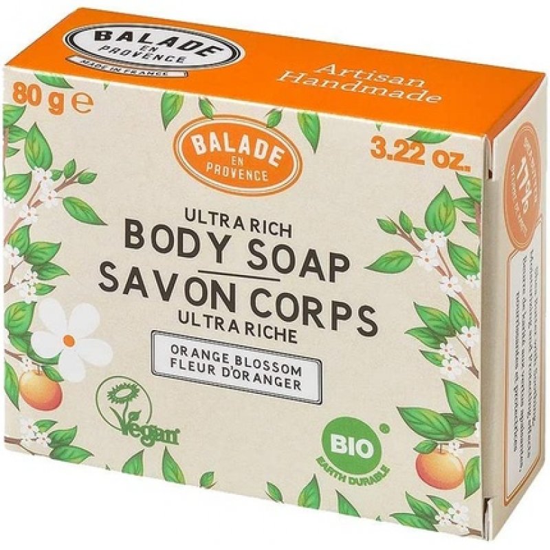 Balade en Provence Organic Ultra Rich Solid Body Soap Bar Orange Blossom Scent 80g