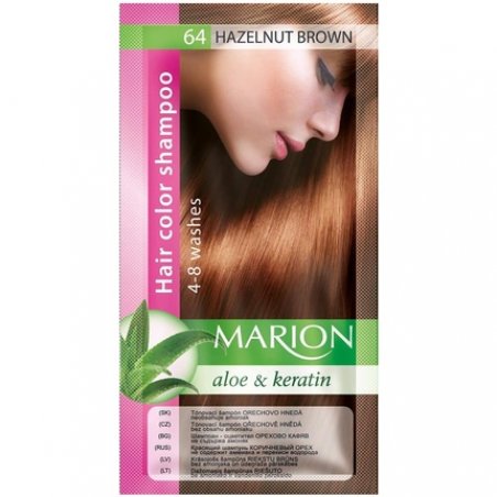Marion Hair Dye Shampoo with Aloe and Keratin 64 Hazelnut Brown