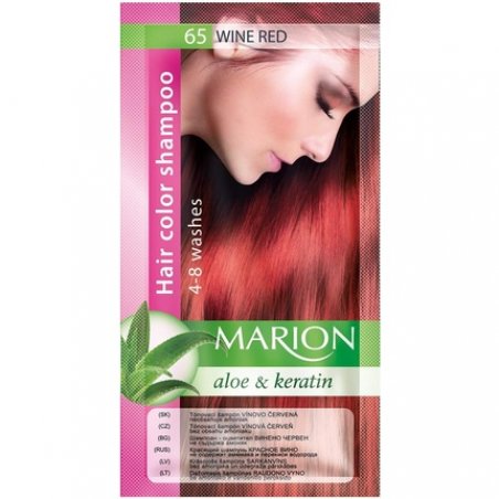 Marion Hair Dye Shampoo Bag Semi-Permanent Color with Aloe and Keratin 65 Wine Red
