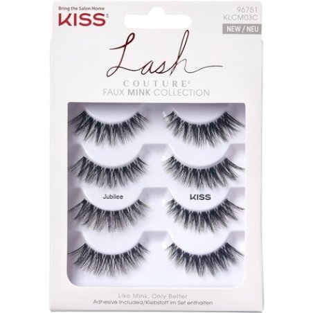 KISS Lash Couture Faux Mink Collection False Lashes Jubilee Ultrafine Tapered Synthetic with Lash Glue