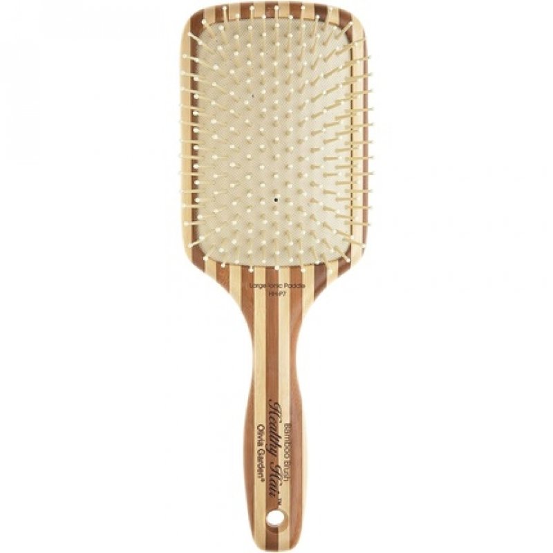 Olivia Garden Bamboo Touch Brush Eco-conscious Bamboo Detangle Hair Brush Nylon Bristles Size L