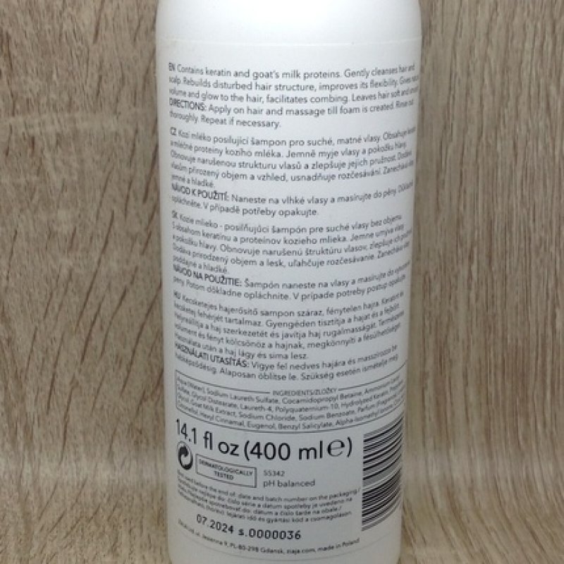 ZIAJA Goat Milk and Keratin Shampoo 400ml
