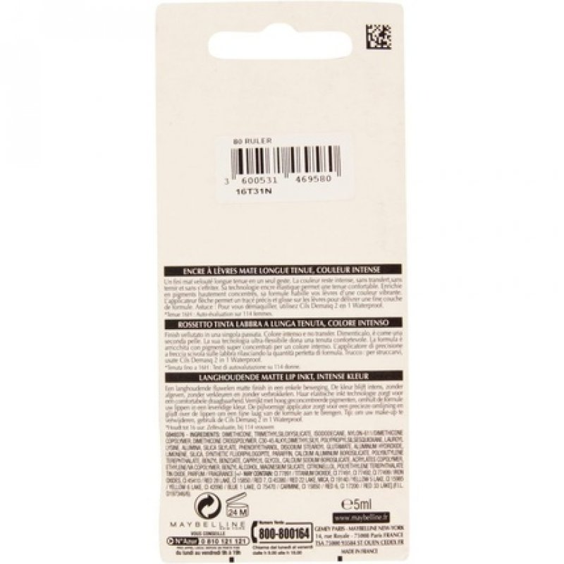 Maybelline New York Limited Edition Super Stay Matte Ink Liquid Lipstick 80 Ruler 5ml