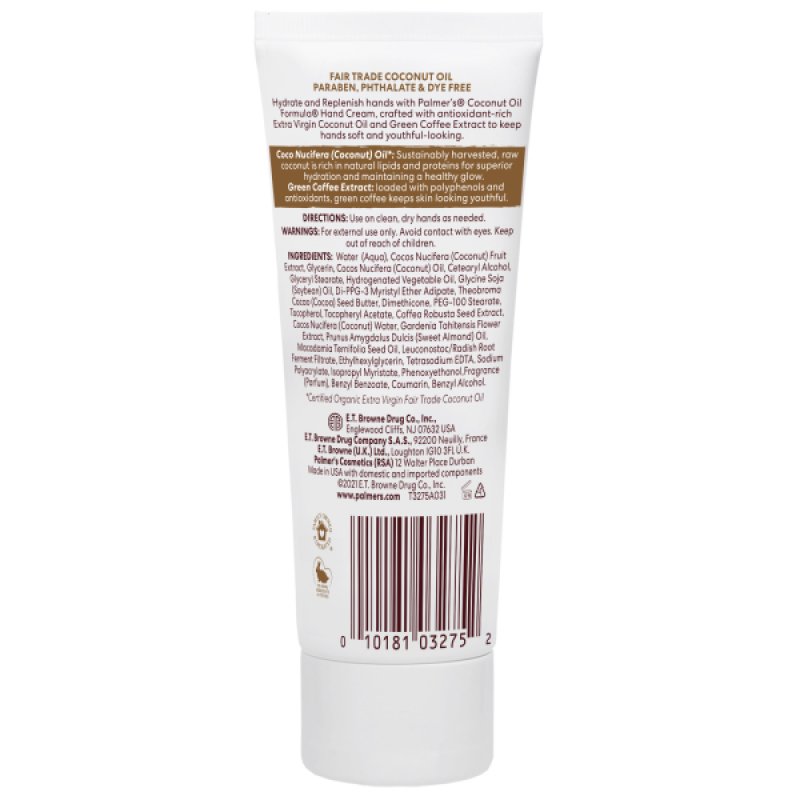 Palmer's Coconut Oil Formula Coconut Hydrate Hand Cream Crème 96 g Unisexe