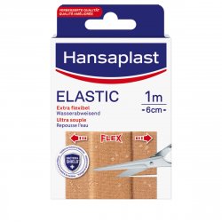Hansaplast Elastic Plaster 1m x 6cm - Flexible Bandage Material with Extra Strong Adhesive for Joints and Active Body
