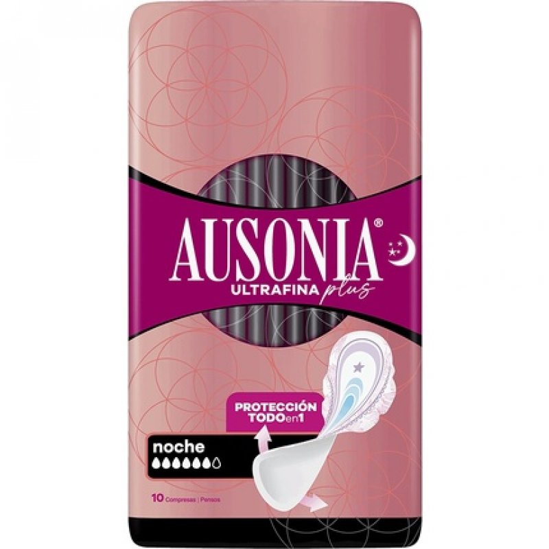 Ausonia Ultra Thin Plus Night Pads with Wings and Wider Back 10 Pads