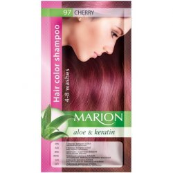 Marion Hair Dye Shampoo in Bag Semi-Permanent Color with Aloe and Keratin 97 Cherry